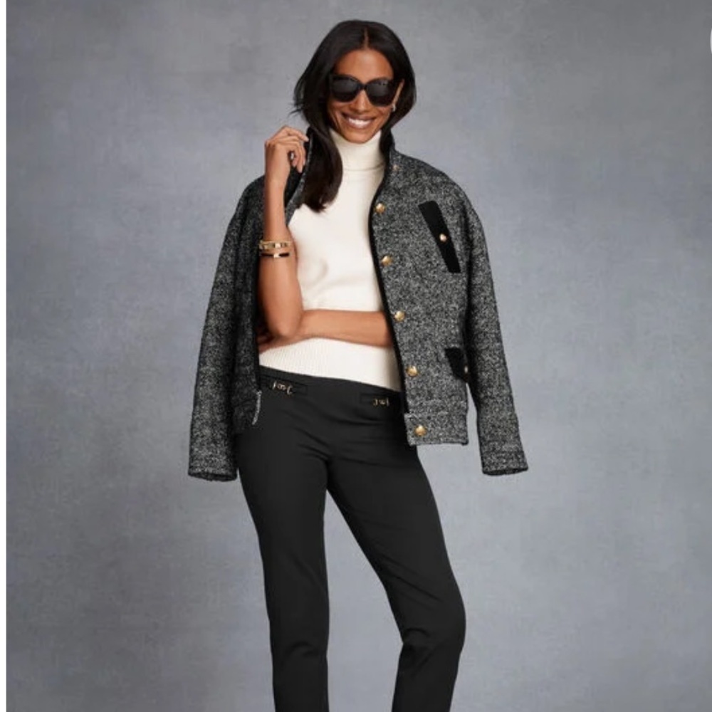 Talbots Boucle Herringbone Jacket Woven in Italy Women's MP Career Mob Wife